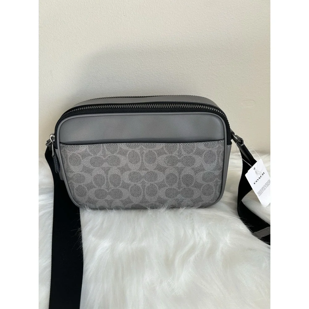Coach Graham Grey Ochre Signature Canvas Varsity Stripe‎ Crossbody Bag NEW